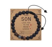 Healing Bracelet Gifts for Son from Mom Dad Sons Birthday Christmas Gift to My Son Love You to the Moon Back Black Moonstone Confirmation Bracelets Positive Spiritual Protection Gifts for Men