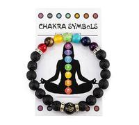 Healing Bracelets for Women 7 Chakra Bracelets Energy Yoga Bracelet Lymphatic Drainage Bracelet Natural Stone Beaded Bracelet Stretch Bracelet Lava Rock Bracelet for Men(Style B)