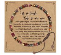 Healing Bracelets for Women,Inspirational Gifts for Women with "Life Is Tough But So Are You" Message Card,Natural Stone Anxiety Relief Bracelet for Best Friends Sister Get Well Soon Encouragement