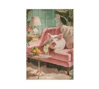 Healing Cartoon Pig Relaxing Time Canvas Poster Bedroom Decor Landscape Office Room Decor Gift 24x36inch(60x90cm)