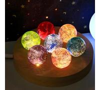Healing Crystal Balls with LED Base - Ice Cracked Glass Spheres for Home Decor and Night Light