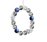 Healing Crystal Bracelet for Men & Women - Clear Quartz & Kyanite Elastic Beads Jewelry - Handmade Reiki Spiritual Gifts