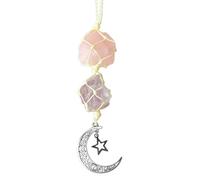 Healing Crystal Car Hanging Ornament, Rose Quartz Amethyst Pendant Crystal Accessories for Car Rearview Mirror Energy Decoration for Women Meditation and Protection