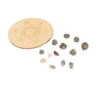 Healing Crystal Grid Board Set, Chakra Stone Energy Grids, Wicca Chakra Stones, Composite Wood Board for Meditation, Sleep, Decoration (A07)