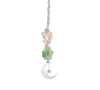 Healing Crystal Hanging Car Charm Decor Hanging blue evil eyes palm Accessories Stones Decor Ornaments for Car Rearview Mirror and Home Decorate (moon)