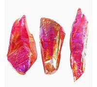 Healing Crystal Natural Electroplated Crystal Red Crystal Irregular Raw Stone of Mineral Collection 3Pcs
