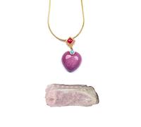 Healing Crystal Natural Energy Rose Quartz Crystal Heart Shape Pendant Necklace Spodumene Crystal Irregular Shape Incense Holder for Stick a Hole Reiki Spiritual Meditation