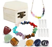 Healing Crystal Natural Energy Seven Chakra Crystal Thumb Pocket Stone Raw Stone Crushed Stone Necklace and Bracelet White Crystal Hexagonal Prism for Yoga Reiki Meditation