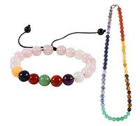 Healing Crystal Natural Seven Chakra Crystal Energy Crystal Set Colorful Beads Crystal Necklace and Bracelet for Yoga Reiki Blancing Meditation