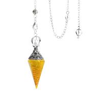 Healing Crystal Necklace,Citrine Hexagonal Pyramid Necklace Natural Gemstone Pendant Best Gifts For Couples