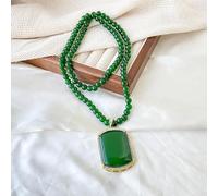 Healing Crystal Necklace，Emerald No Matter What Necklace Long Natural Gemstone Pendant Best Gifts For Couples