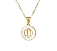 Healing Crystal Necklace，Round Hollow Design Gold Titanium Steel D Letter Necklace Natural Gemstone Pendant Jewelry For Men Women Couples