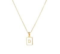 Healing Crystal Necklace，Square 18K Gold Letter D Shell Necklace Natural Gemstone Pendant For Men Women Couples