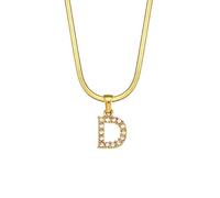 Healing Crystal Necklace，Stainless Steel 18K Gold Plated Flat Snake Chain Letter D Necklace Natural Gemstone Pendant For Men Women Couples
