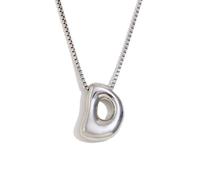 Healing Crystal Necklace，Stainless Steel 18K Silver-Plated Bubble Letter D Necklace Natural Gemstone Pendant For Couples