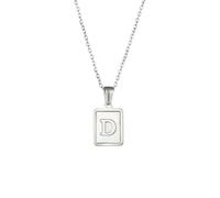 Healing Crystal Necklace，Stainless Steel Natural White Shell Letter D Necklace Natural Gemstone Pendant For Men Women Couples