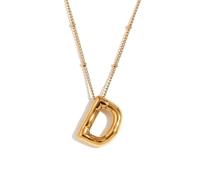 Healing Crystal Necklace，Stainless Steel Party Balloon Letter D Necklace Natural Gemstone Pendant For Men Women Couples