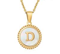 Healing Crystal Necklace，White Round Titanium Steel Letter D Necklace Natural Gemstone Pendant Jewelry For Men Women Couples