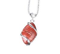 Healing Crystal Necklace Women,Wire Wrapped Natural Gemstone Reiki Healing Stone Pendant Necklace Jewellery Gifts For Her Mum Mothers Day Valentines Christmas Red-Jasper