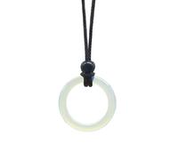 Healing Crystal Pendant Necklace Natural Gemstones Round Stone Pendant Necklace Black leather Cord Adjustable Boho Handmade Jewellery Gifts for Women Men Opal