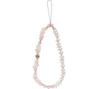 Healing Crystal Phone Charm, Amethyst Rose Quartz Aventurine Natural Stone Phone Strap, Evil Eye Phone Keychain Chain Accessories Charm (Rose Quartz)