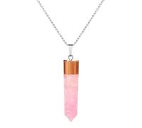 Healing Crystal Point Pendant Necklace For Women Men, Spiral Hexagonal Natural Stone Pendant Necklace With Bead Chain Semi Precious Stone Healing Crystal Rose Quartz