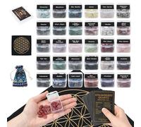 Healing Crystal Set with 30 Gravel Stones, Ritual Mat & Affirmation Cards