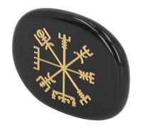 Healing Crystal Stone Nordic Vikings Oval Rune Stone Flat Stones Compass Healing Stone Tools Tool Sets (Black)