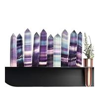 Healing Crystal Tower - Rainbow Fluorite Crystal - Natural Stone Hexagonal Prism Wand, Fluorite Healing, Reiki Meditation Good Luck
