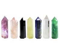 Healing Crystal Wands Point Faceted Prism Bars for Reiki Chakra Meditation Therapy Deco (Set of 7 Wands)