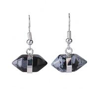 Healing Crystals Earrings for Women Natural Stone Quartz Earrings Hexagonal Double Statement Jewelry Amethysts