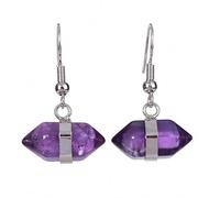 Healing Crystals Earrings for Women Natural Stone Quartz Earrings Hexagonal Double Statement Jewelry Amethysts