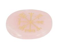Healing Crystals, Engraved Nordic Viking Symbol Stones Hand Carved Healing Crystal Stones for Chakra Cleansing Aura Healing Meditation Divination Yoga (Rose Quartz)