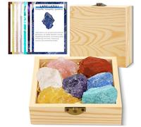 Healing Crystals for Beginners - 7 Chakra Stones and Crystal Healing Collection - Includes Guide Book Including Amethyst, Rose Quartz, Lapis Lazuli and More, Natural Raw Crystals for Meditation