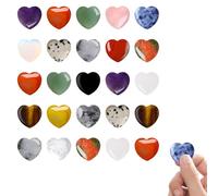 Healing Crystals Heart Stones 25PCS Natural Love Heart Gemstones for Women Beginners Love Gem Stones for Stress Relief Reiki Chakra Healing, Meditation