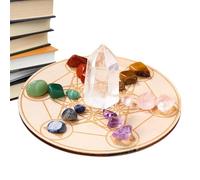 Healing Crystals Set - 19 Stones with Wooden Tray | Meditation Accessories for Energy Balancing Wellbeing | Colorful Ornaments for Yoga, Reiki, Spirituality, Relaxation