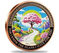 Healing & Daily Reminder -“for I Know the Plans” Bible Verse Engraved Challenge Coin -Inspirational Token for Graduation, Military, Faith, Christian Gift of Hope (Pack of 1)