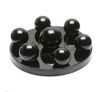 Healing Energy Seven Chakra Star Group Obsidian Sphere Balls Stones Statue Figurine, Natural Crystal Chakra Sphere Ball with Clear Glass Crystal Stand,10cm