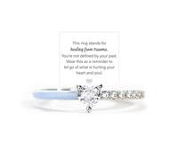Healing From Trauma Black Heart-Cut Half Enamel Ring, Self Love Heart-cut Half Enamel Ring, S925 Sterling Silver Heart Rings Self-Love Ring Gift, Jewelry Birthday Gifts for Women (Blue,8)