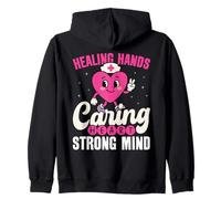 Healing Hands Caring Heart Strong Mind Nurse Appreciation Zip Hoodie