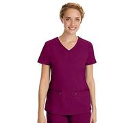Healing Hands Purple Label Women's Scrub Top V-Neck with 2 Pockets, Wine, S