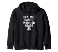 Healing, Hands, Warrior Heart. Vintage Nurse Power. Zip Hoodie