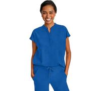 Healing Hands Women's Scrub Top Relaxed Fit Journey Top - 2 Pockets with Knit Details, Dolman Sleeve and Rounded Hem - 2152, Royal, XS