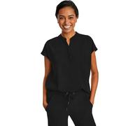 Healing Hands Women's Scrub Top Relaxed Fit Journey Top - 2 Pockets with Knit Details, Dolman Sleeve and Rounded Hem - 2152, Black, S