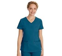 Healing Hands Women's Scrub Top V-Neck with 2 Pockets, 2-Way Stretch, and Yoga Knit Side Panels for Slim Fit- 2245, Caribbean, L