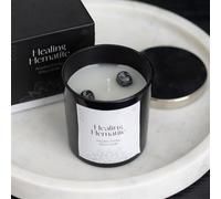 Healing Hematite Detox Candle - Grounding Hematite Energy, Crystal Healing with Embedded Hematite Stones, Unscented Design for Energy Cleanse, Reusable Crystal for Spiritual Practices