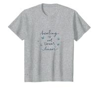 Healing is Not Linear: Inspiring Butterfly Journey T-Shirt, Kids, Heather Grey, 8 Years
