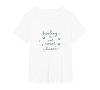 Healing is Not Linear: Inspiring Butterfly Journey T-Shirt, Women's Plus, White, 4X