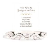 Healing Is Not Linear Self Love Highs and Lows Wave Ring, 925 Sterling Silver Personalized Stacking Ups and Downs Self Love Rings, Inspirational Wave Encouraged Ring (Silver, 7)