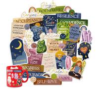 Healing Journey Stickers 41 Pieces Motivational Stickers Vinyl Waterproof Sticker Positive Inspiring Self-Care Spiritual Goal Setting Sticker for Water Bottles, Skateboard, Luggage
